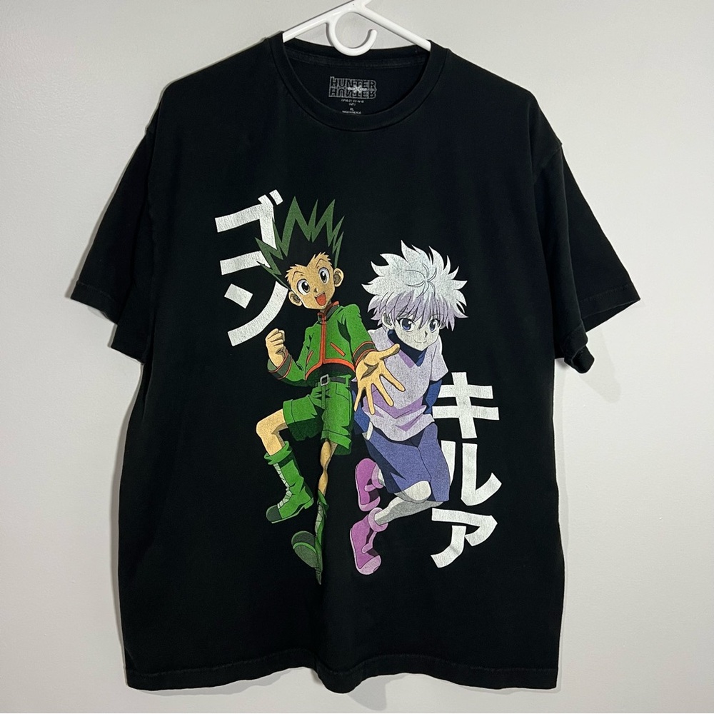 Hunter X Hunter Gon Killua Anime Manga Black Short Sleeve T-Shirt Mens XL
